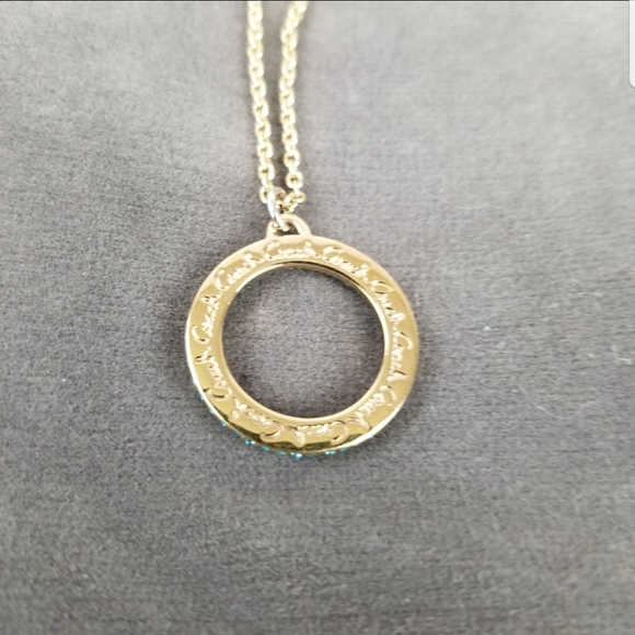 Coach, Blue Pave, Circle Pendant, Necklace - Picture 3 of 6